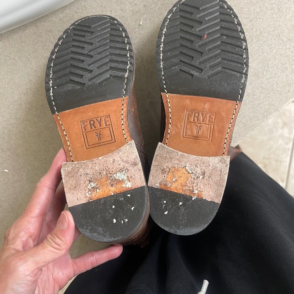 FRYE Women's Tall Veronica  Boots Brown Distressed Leather Buckle Moto Size 5.5 - Picture 11 of 13